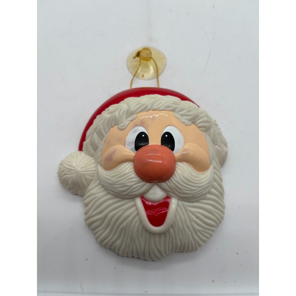 Vintage Santa Claus Head Wall Window Decor Light Up Christmas Suction Cup Holida